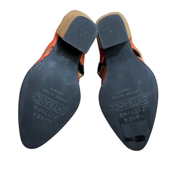 New John Fluevog Room 502 Orange Croc Skin Ankle Booties Women Size 10 - Picture 6 of 8